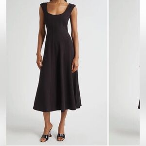 ✨NEW✨ STAUD Cap Sleeve Midi Dress in Black Size 6